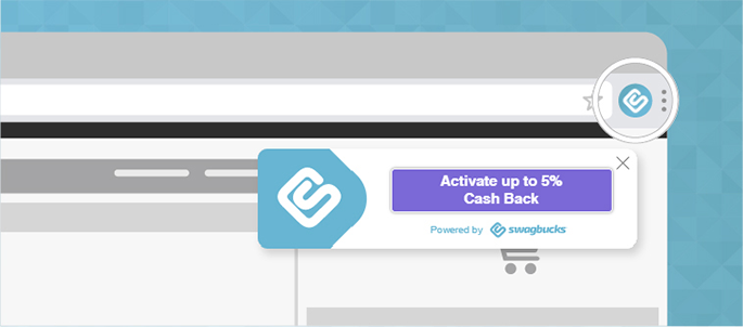 SwagButton Activate Cash Back example